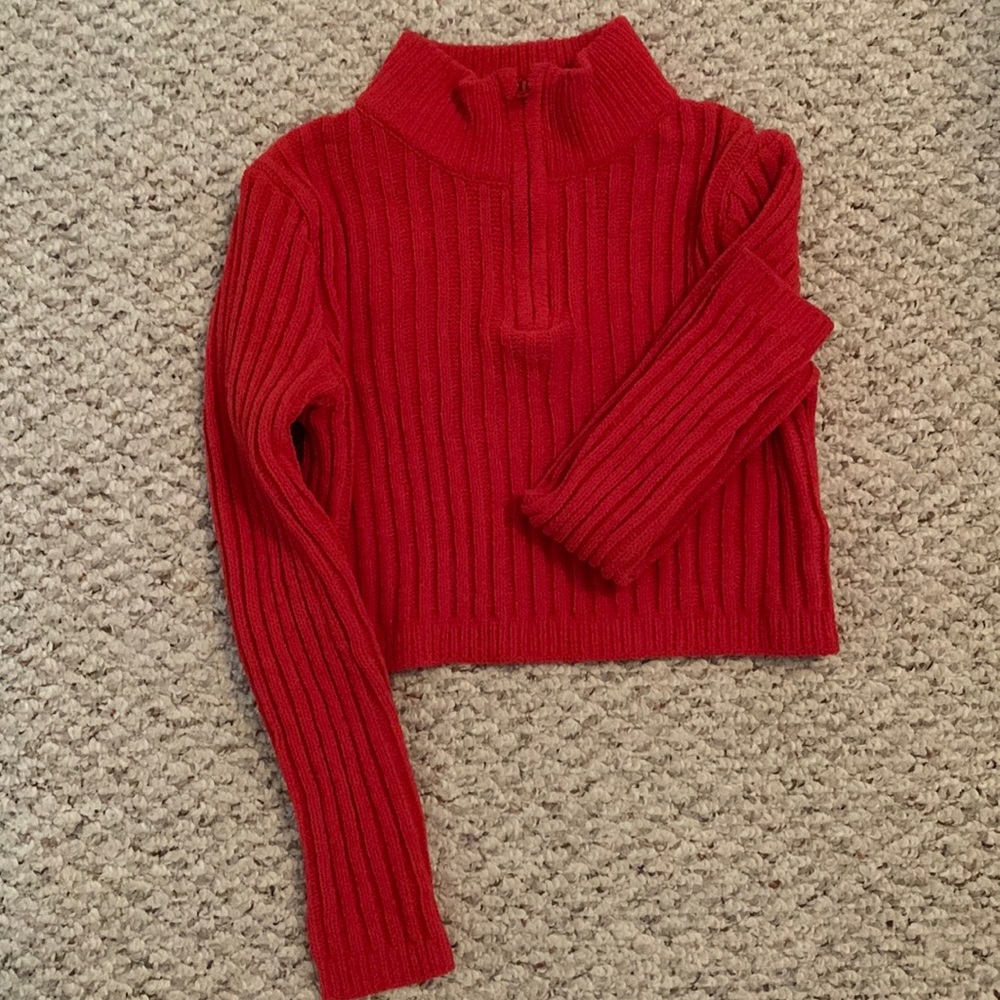 Hazel Moon Orange Cropped Turtleneck Sweater